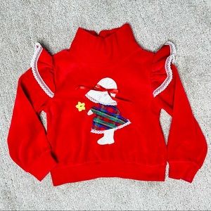 Vintage 24Mos Baby Holiday Mockneck Lacy Sweater